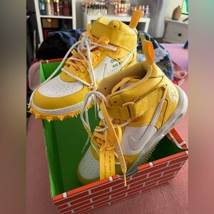Nike  OFF- White Yellow and White High-Top Sneakers